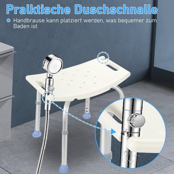 Clanmacy Duschhocker Badhocker Aluminium Duschstuhl Duschsitz stabil Badsitz für die professionelle Pflege, belastbar bis 136 kg, Höhenverstellbar