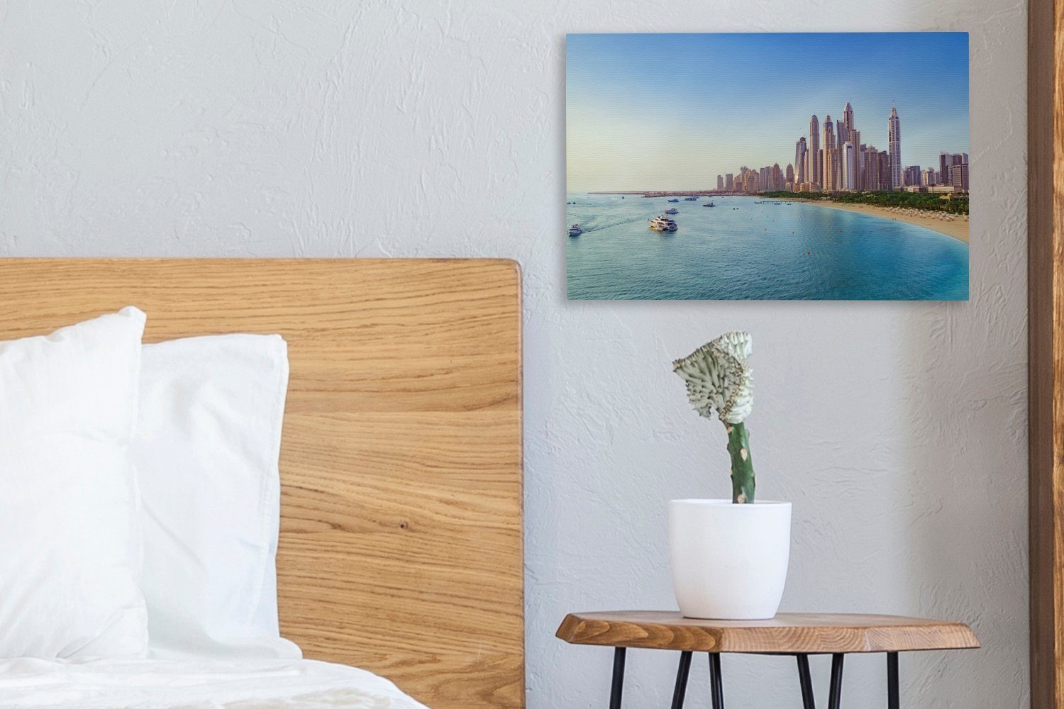 OneMillionCanvasses® Leinwandbild 30x20 cm Wandbild der Leinwandbilder, vor Aufhängefertig, Dubai, St), Bild von des Meeres (1 Küste Wanddeko, hellblauen wunderschönen