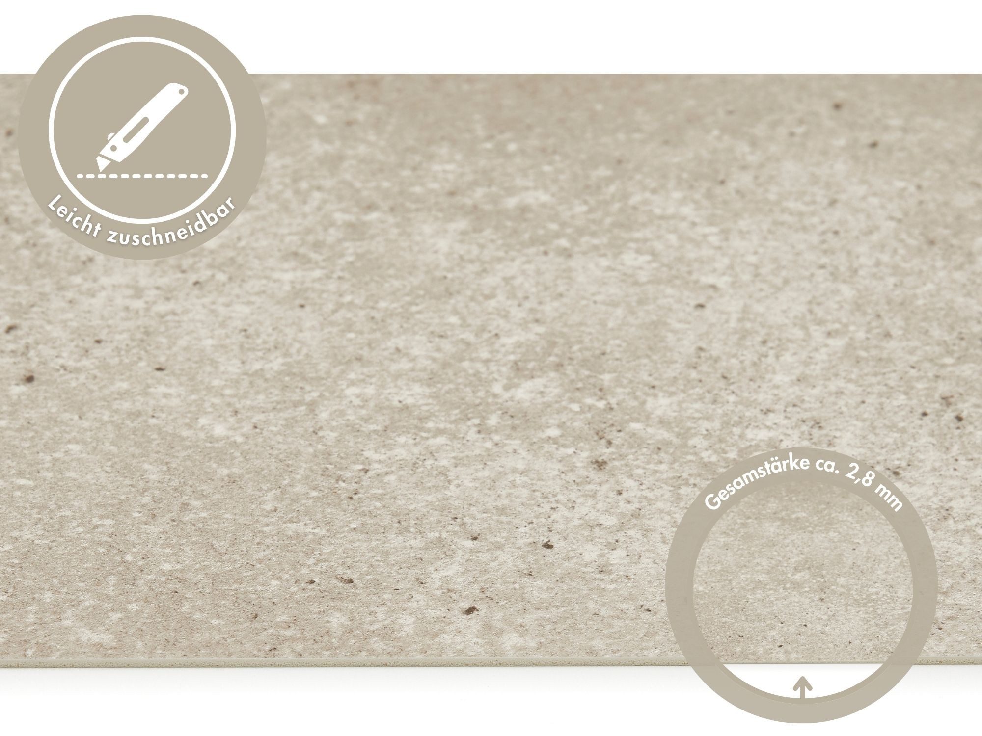 misento Vinylboden Mirage in Fliesen- und Steinoptik, für Feuchtraum- und Privatbereiche, PVC Bodenbelag Meterware 200/400 cm breit, Stärke 2,8 mm