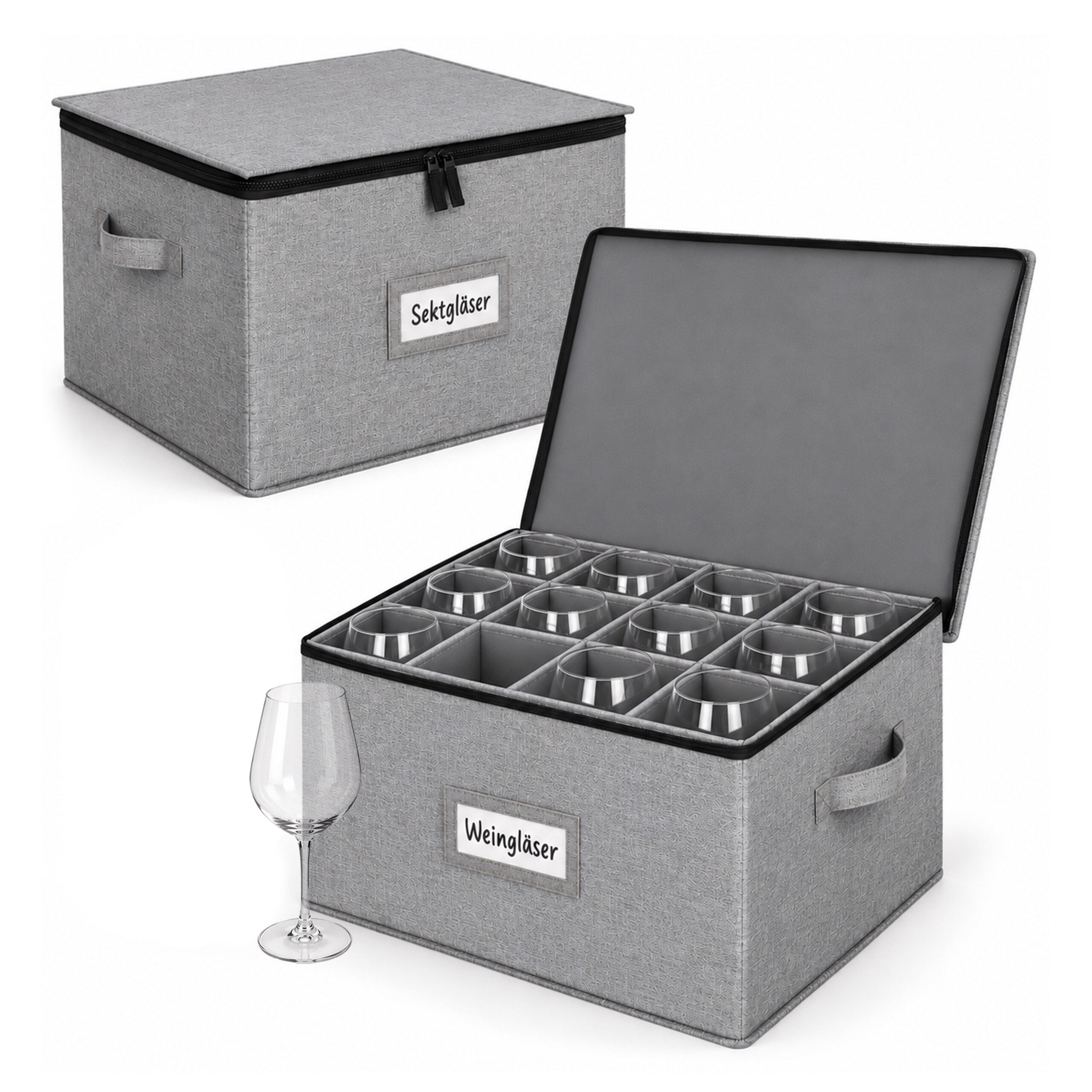 relaxdays Aufbewahrungsbox für Geschirr 2er Set (2 St), Gläser