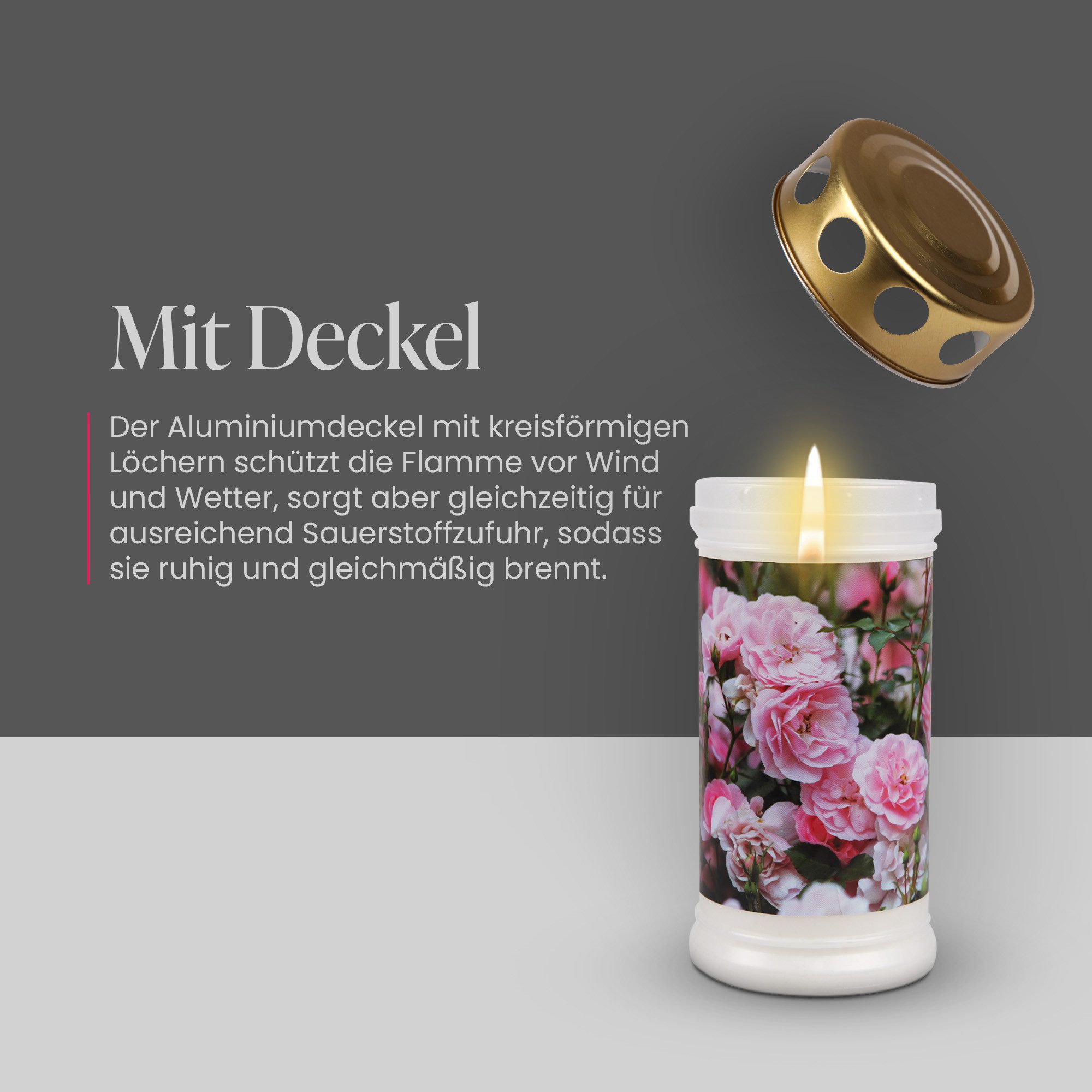 HS Candle Grabkerze Blumenmotiv 72h Brenndauer, H16 x Ø7 cm, hochwertiges W günstig online kaufen