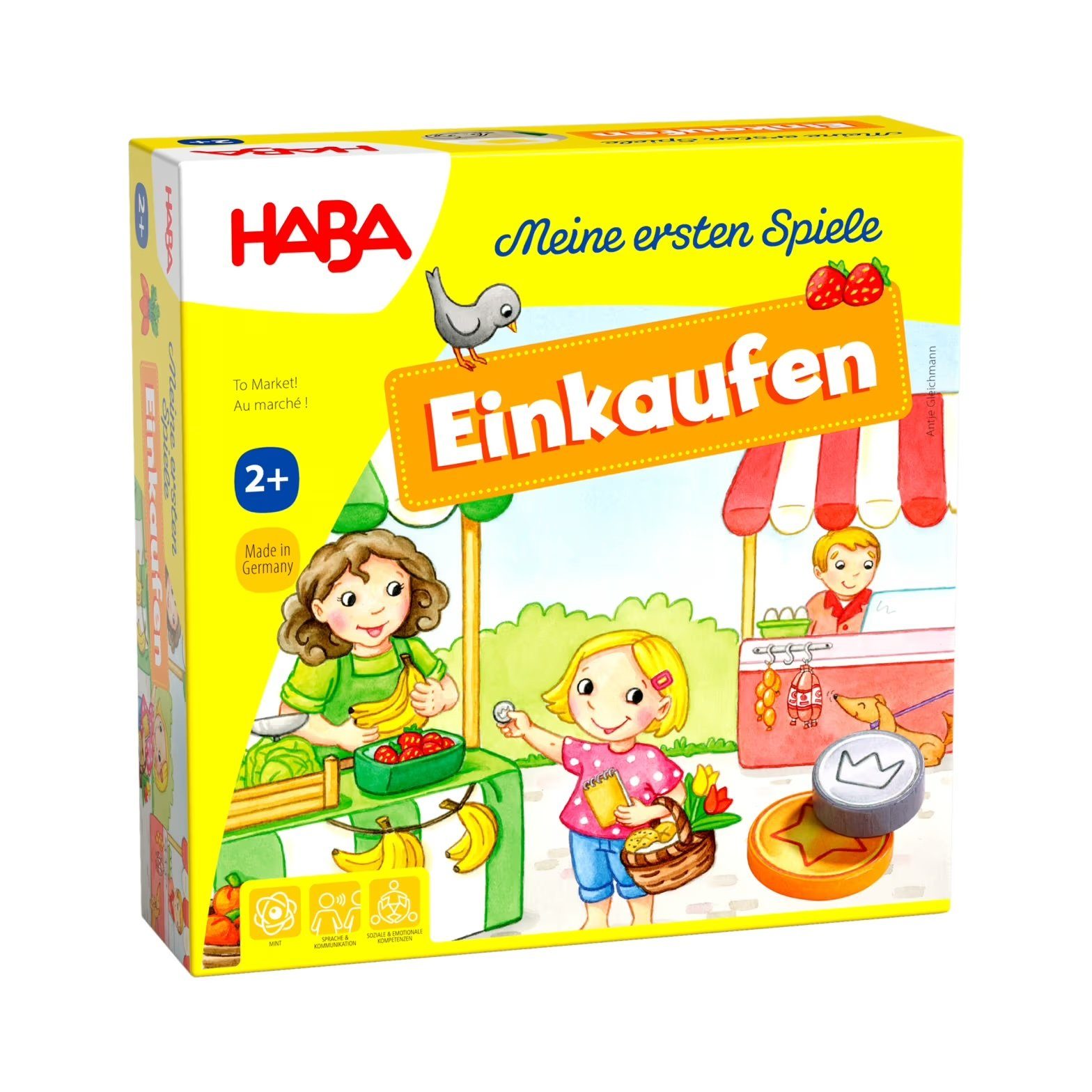 Haba Spiel Meine ersten Spiele – Einkaufen - ab 2 Jahre, Einkaufen, umfangreiches Spielmaterial, u. a. tolle Holz-Münzen