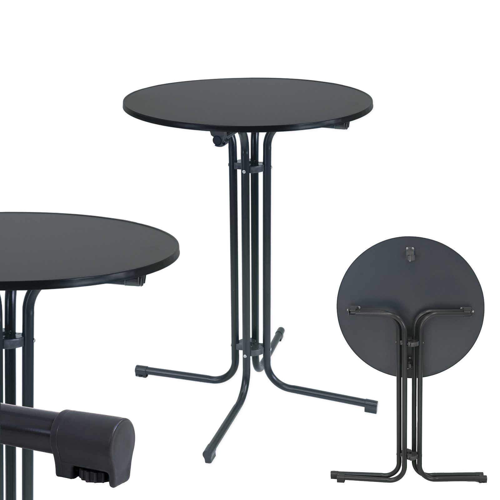 TRUTZHOLM Stehtisch klappbar Ø 80 cm Höhe 110 cm Stahl Gastrotisch Bistrotisch Anthrazit (1-St), Klappbar, platzsparend verstaubar, wetterbeständig