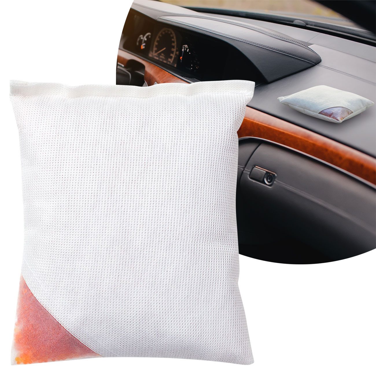 Casativo Granulat-Luftentfeuchter Auto-Luftentfeuchter-Kissen 500g Anti-Feuchtigkeit Granulatbeutel, Wiederverwendbar dank Trocknung auf Heizung & mit Farbindikator