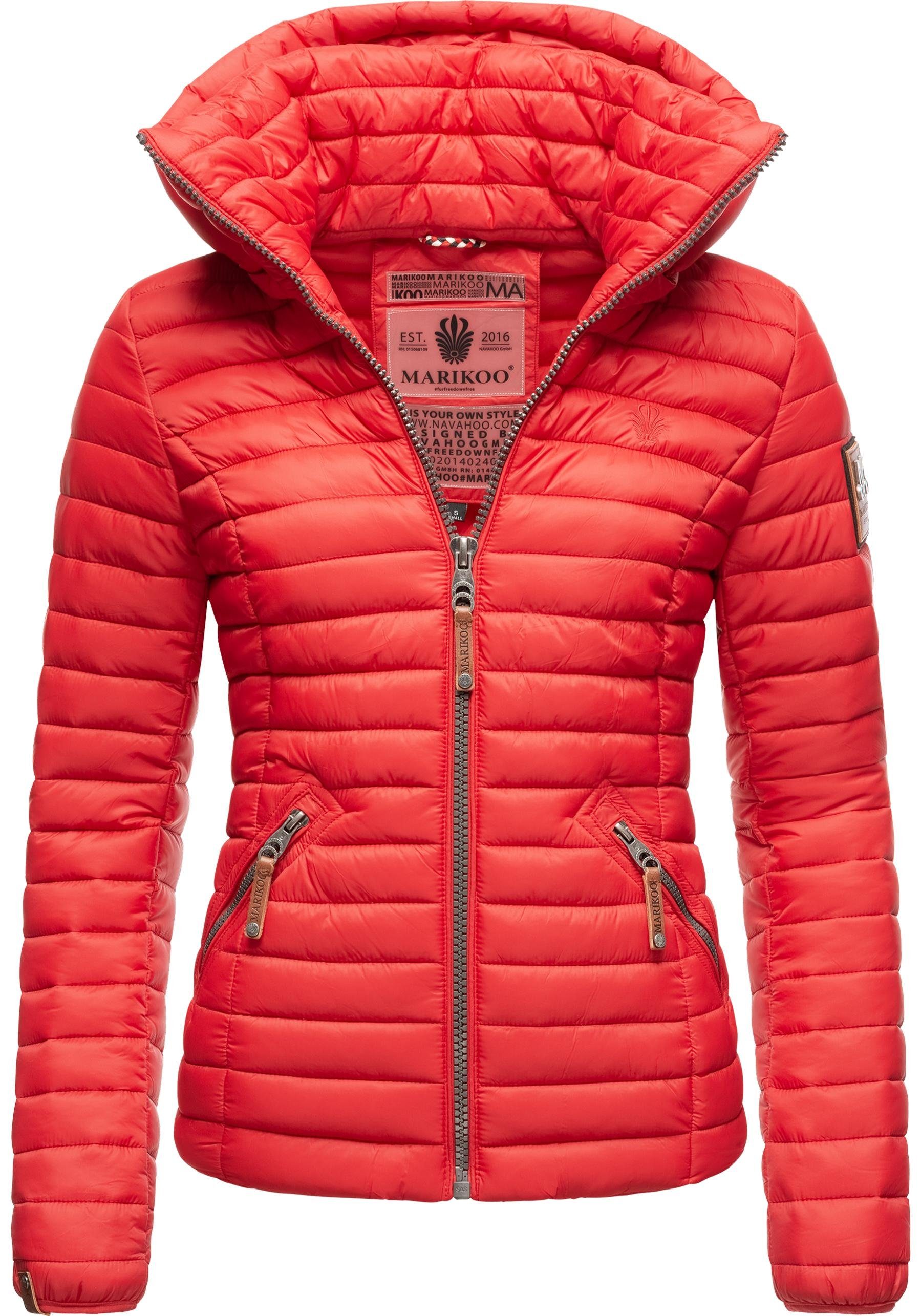 mit stylische Löwenbaby Kapuze feuerrot Übergangsjacke Steppjacke abnehmbarer Marikoo