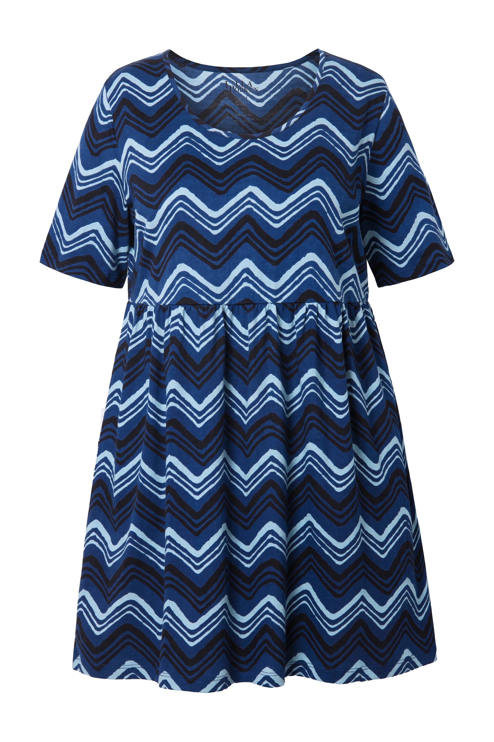 Ulla Popken Longshirt Longshirt Zackenmuster A-Linie Rundhals 3/4-Arm günstig online kaufen