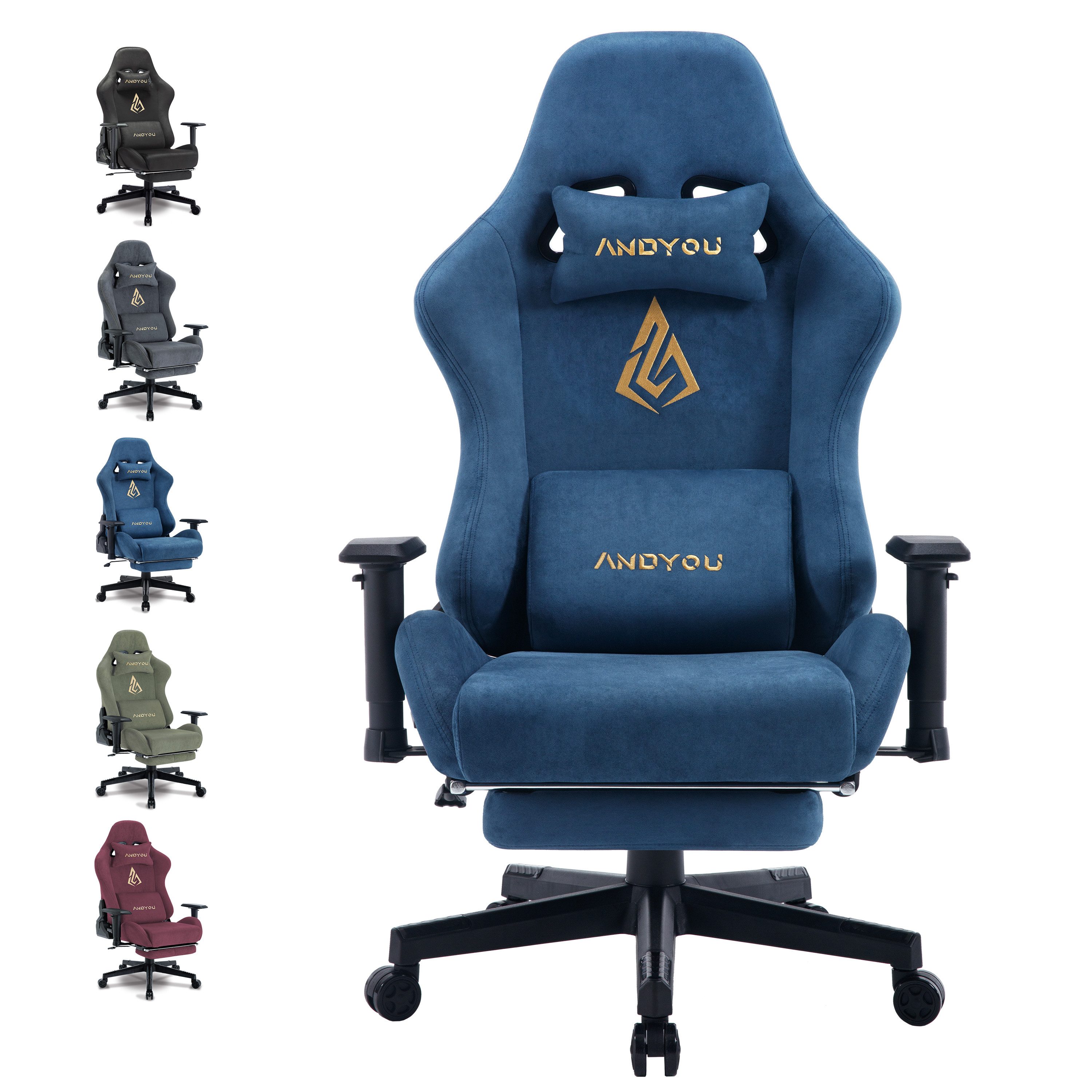 ANDYOU Gaming-Stuhl mit atmungsaktivem Alcantara-Bezug, drehbar, ergonomisc günstig online kaufen