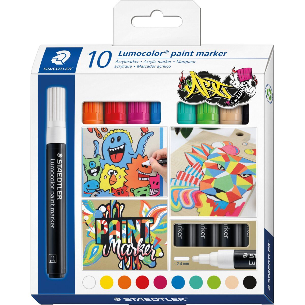 STAEDTLER Permanentmarker Acrylmarker Lumocolor 10 Stück