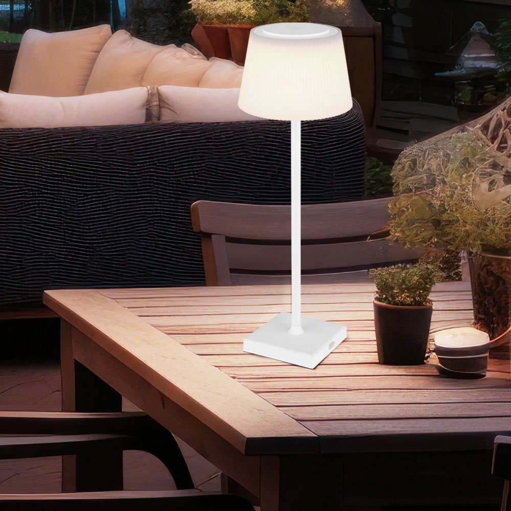 GLOBO LIGHTING Außen-Tischleuchte, LED-Leuchtmittel fest verbaut, Neutralweiß, Kaltweiß, Warmweiß, Tageslichtweiß, Tischleuchte Touchdimmer Gartenlampe Leuchte IP44 LED USB Akku Weiß H