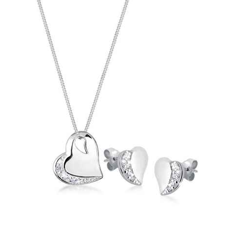 Elli Schmuckset Herz Zirkonia 925 Sterling Silber, Herz