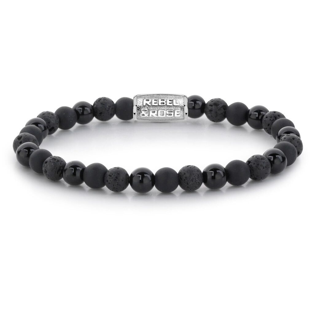 Rebel & Rose Armband Perlenarmband Black Rocks RR-60033-S - Abmessung: 20 cm - L+