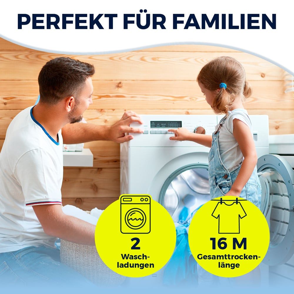 EASYmaxx Wäscheständer Effizientes Trocknen mit 3 Ebenen, 2 Seitenflügeln & leichtem Aufbau, Klappbar Platzsparend, vielseitig und mobil für drinnen und draußen