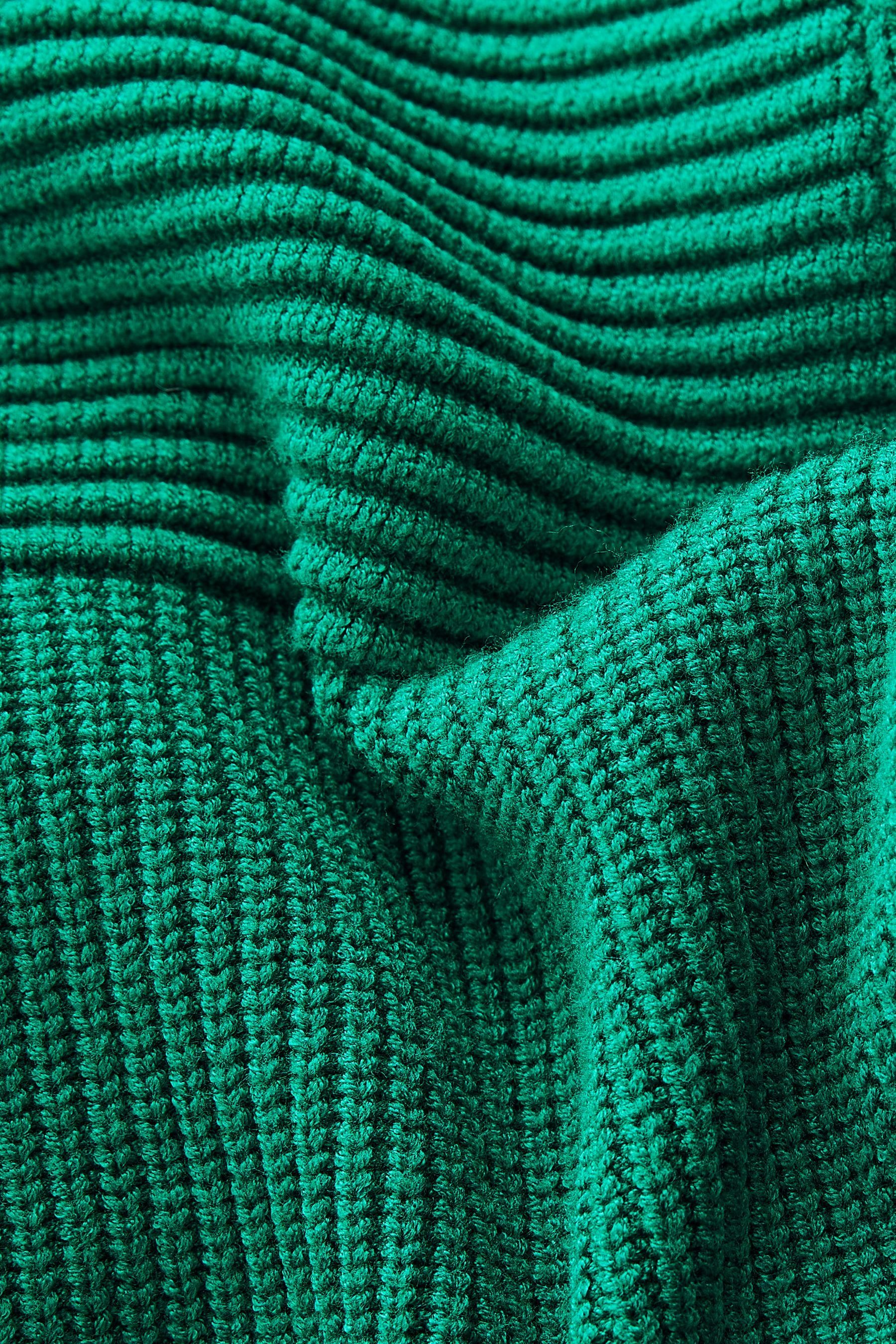 Kapuzenpullover Next (1-tlg) RV-Kragen Strick-Kapuzenshirt Geripptes Green mit