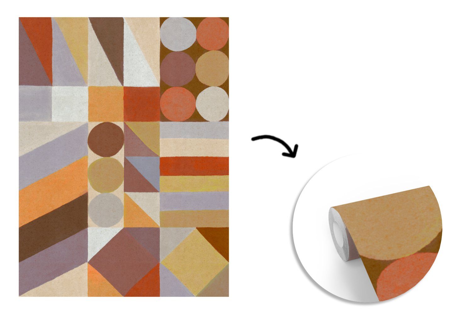 bedruckt, St), MuchoWow Tapete für Farben Fototapete (4 - Pastell, - Montagefertig Wandtapete Geometrie Matt, - Formen Vinyl Wohnzimmer,