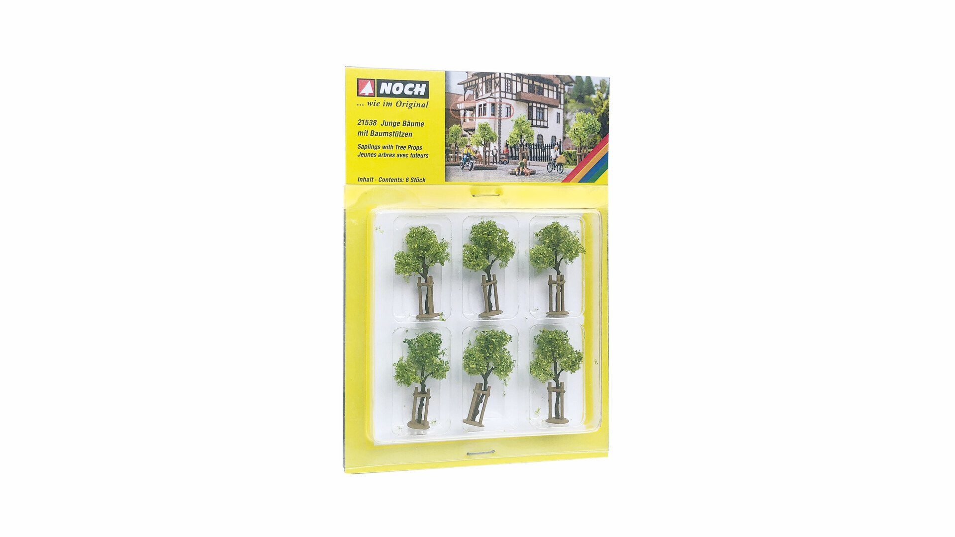 NOCH Modelleisenbahn-Baum NOCH® Junge Bäume mit Baumstützen für Modellbahn, Pflanzen