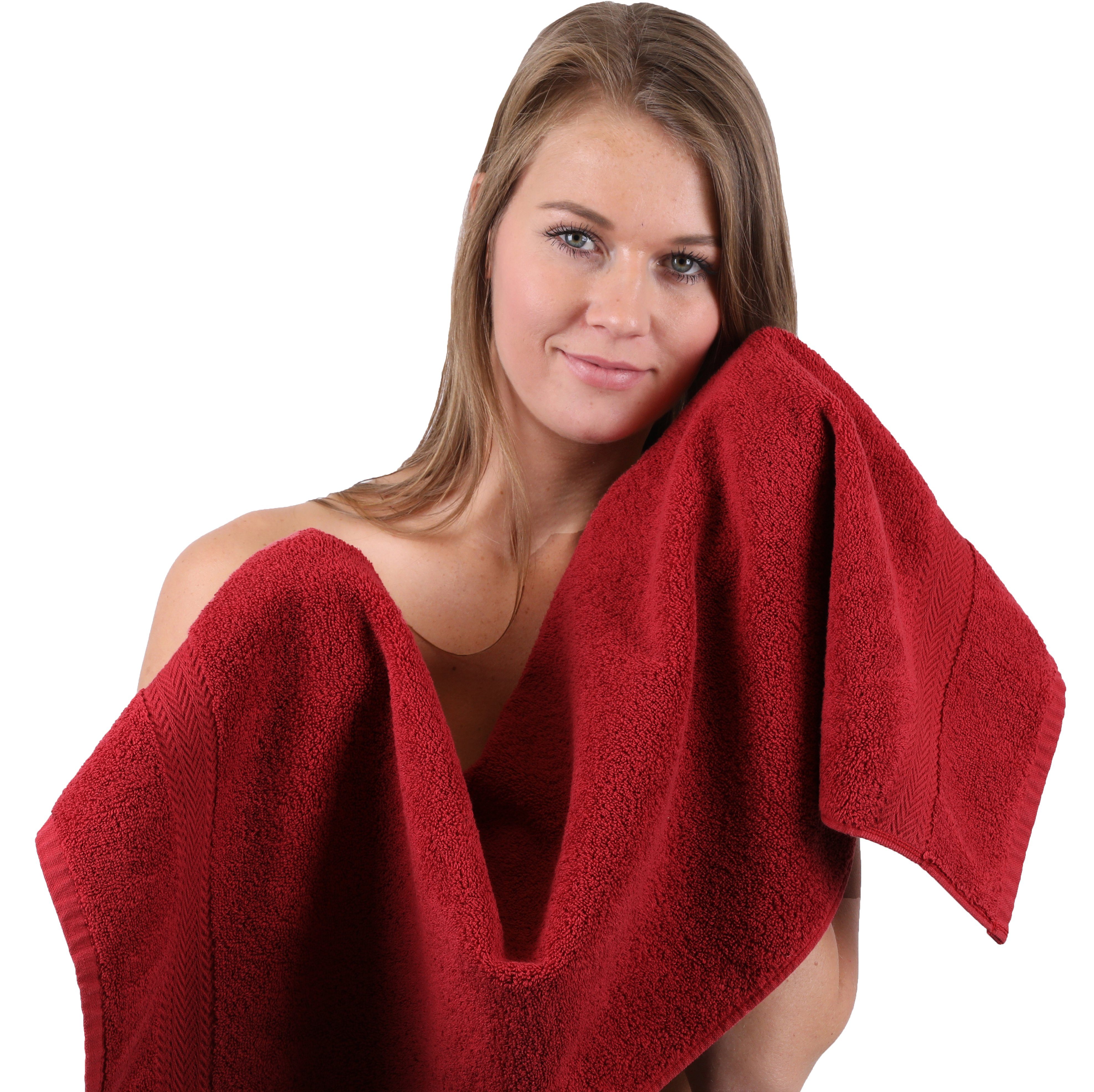 dunkelrot, Set Baumwolle nussbraun Handtuch 100% Handtuch-Set und Betz Farbe Classic 10-TLG.