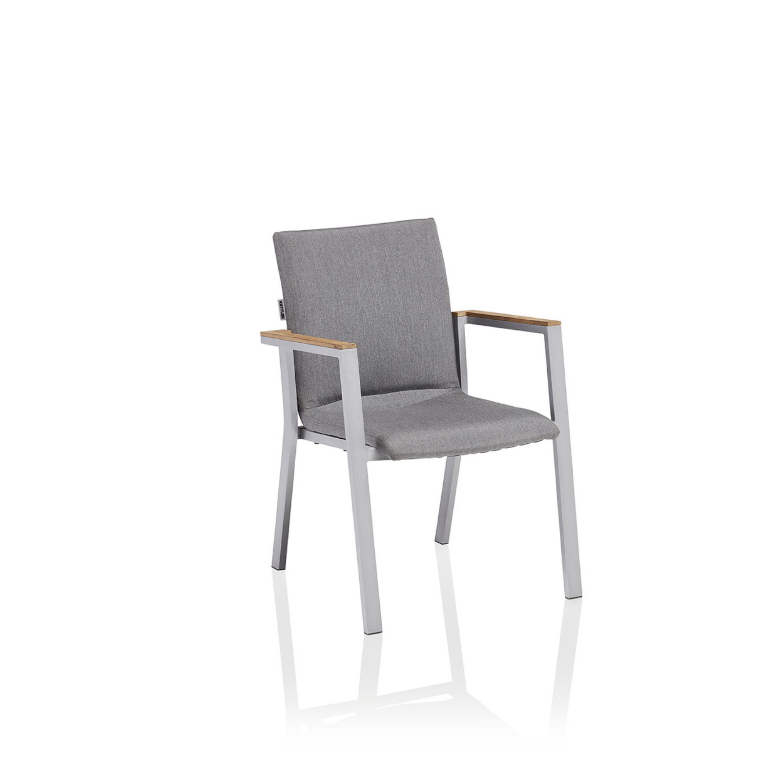 KETTLER Gartenstuhl Kettler Stapelsessel Rasmus Alu silber/Sunbrella® flanelle mit Teak