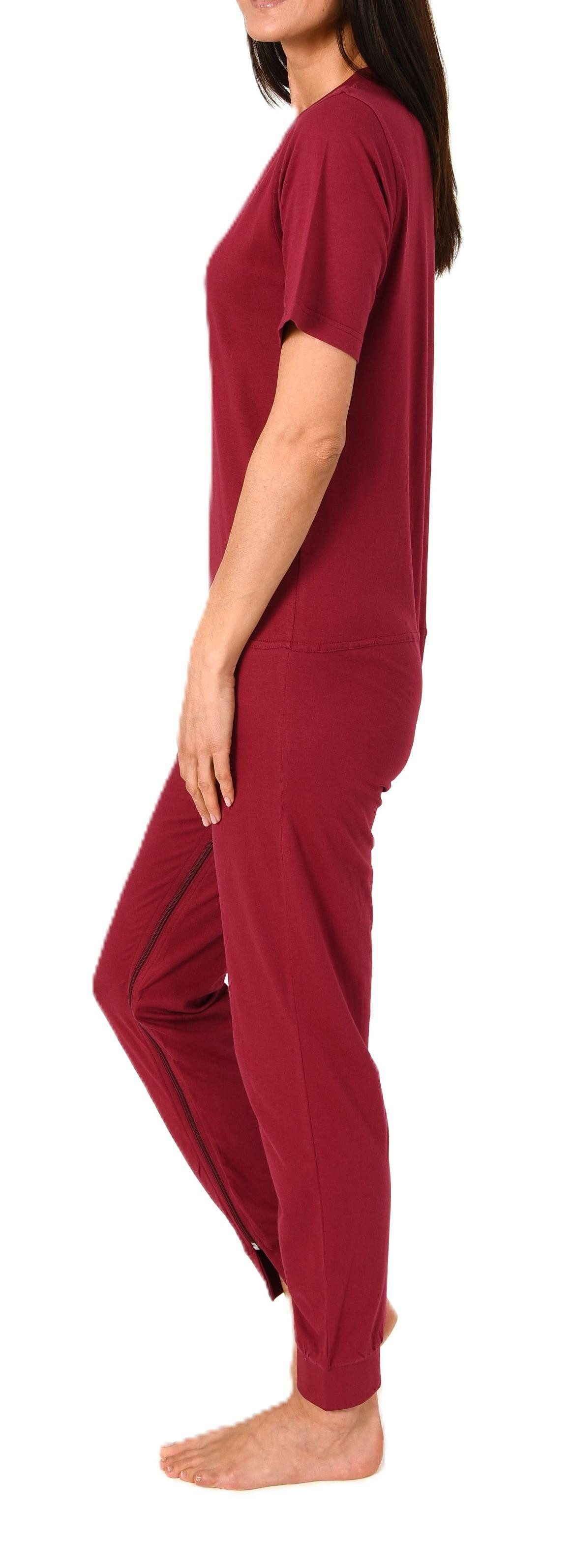 Normann Pyjama Damen Pflegeoverall kurzarm mit langen Bein + Reißverschluß am Bein – Bild 2 von 5