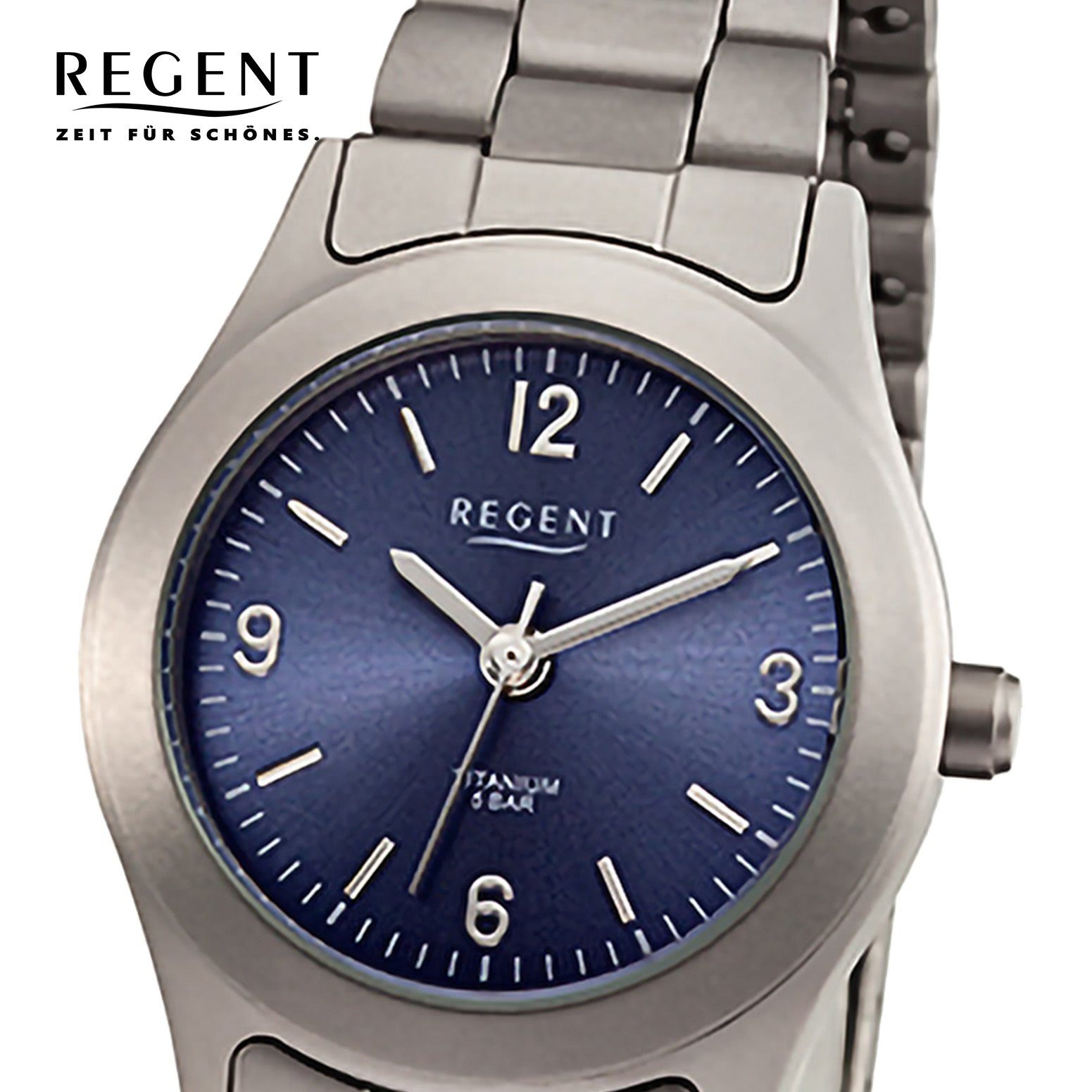 rund, Armbanduhr Regent Metallarmband Quarzuhr 26mm), Analog, (ca. groß Armbanduhr Regent Damen Damen extra