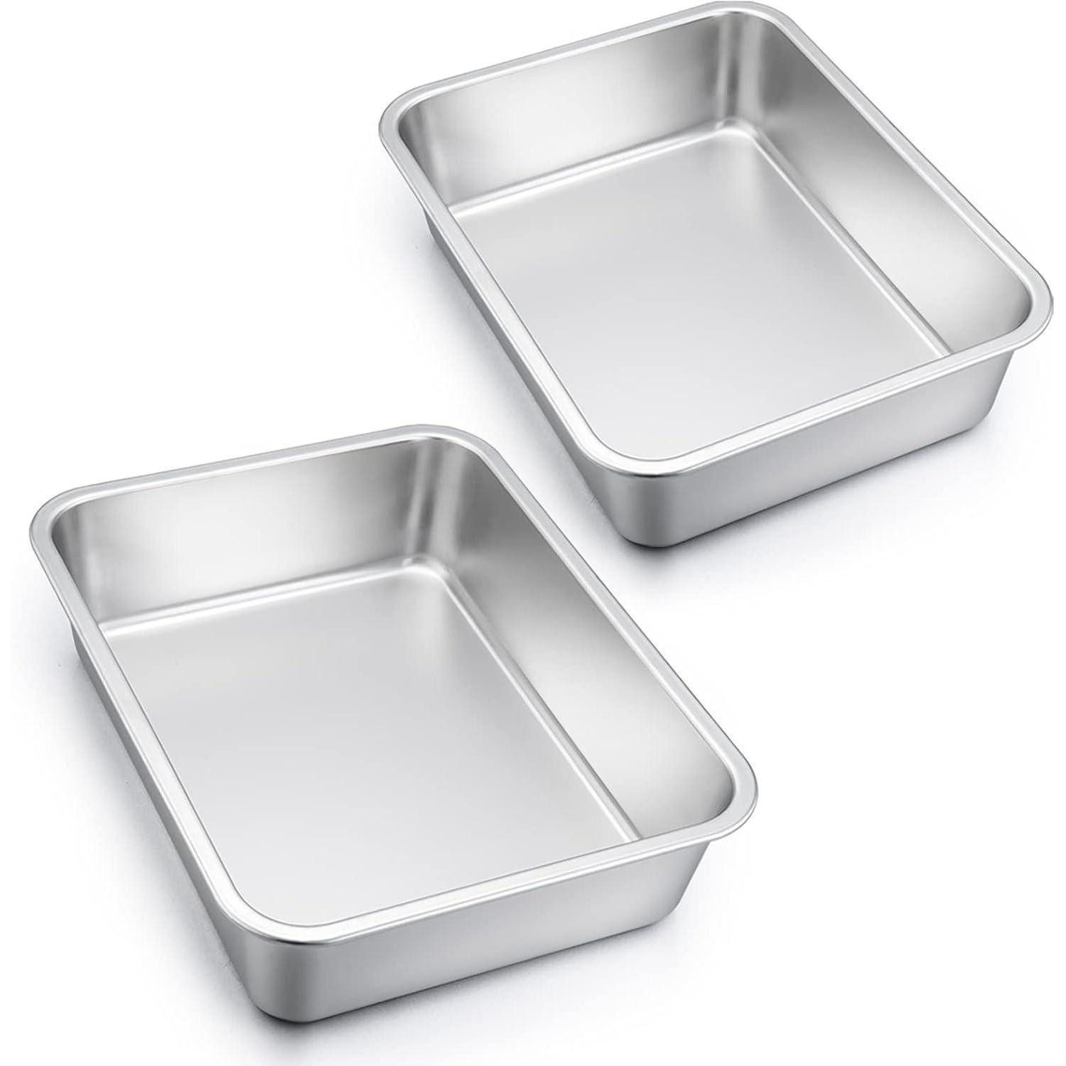 LuxusKollektion Back-Set Edelstahl Auflaufform Set Rechteckig 2er Ofenform Lasagne Brownie