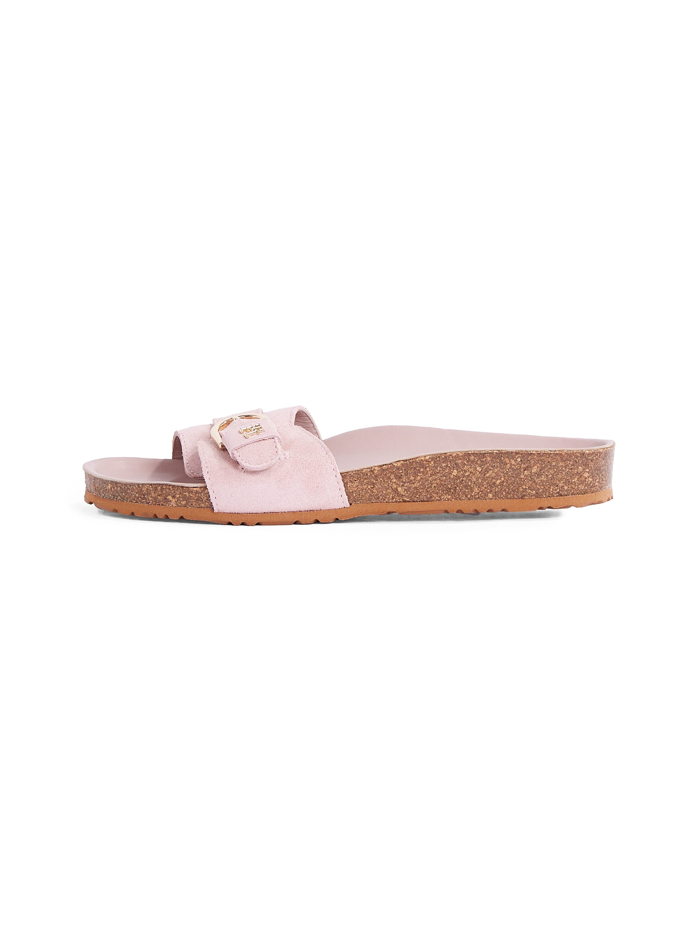 Tommy Hilfiger SOFT SUEDE ADJUSTABLE MULE Pantolette, Keilabsatz, Sommermode, Schlupfschuh, Flats mit TH-Logo