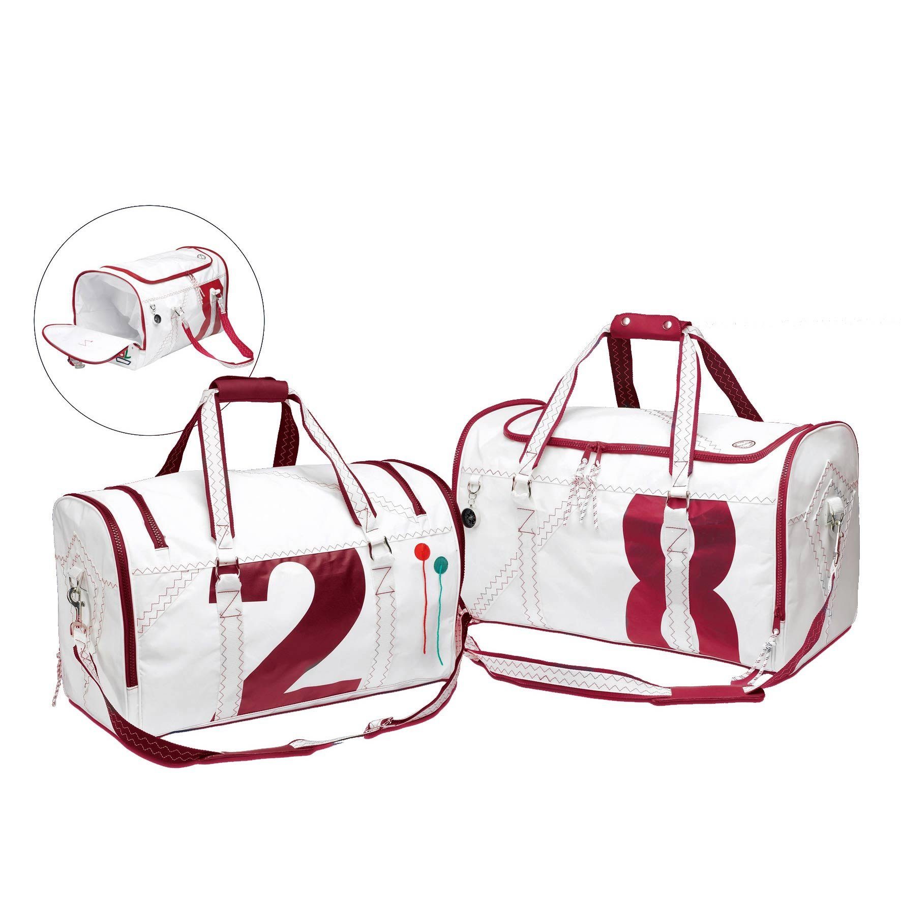 Trend Marine Reisetasche Reisetasche Segeltuch Lord Sea aus Weiß/Rot