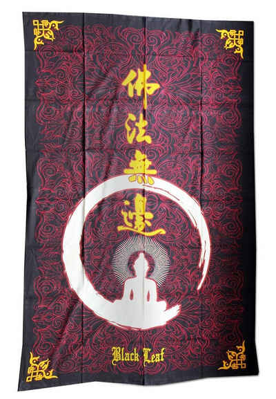 Wandteppich Tuch / Wandbehang 'Buddha' im Batik-Style, Black Leaf, Innen- & Außennutzung, 100% Baumwolle, Originales Black Leaf®-Design