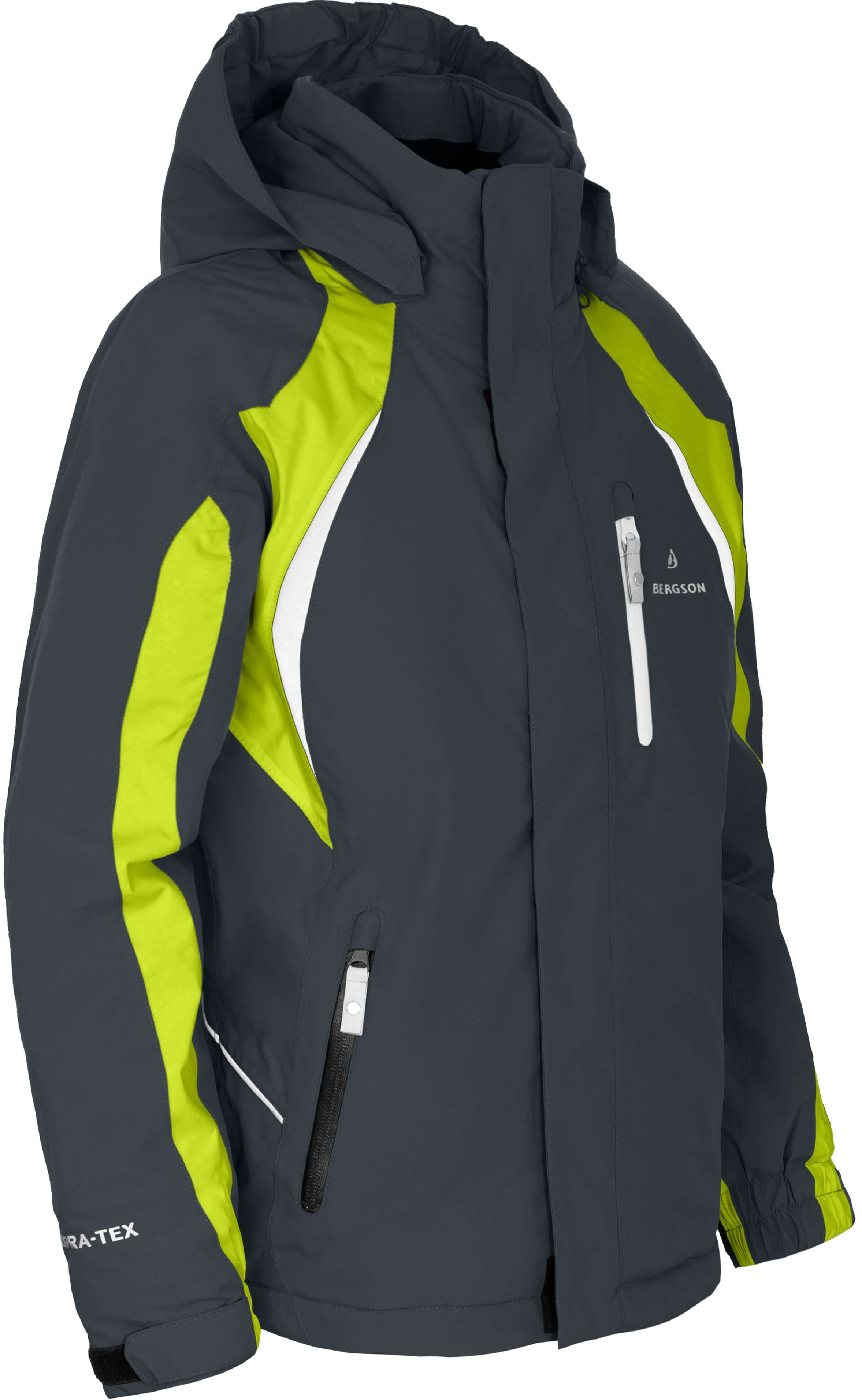 Bergson Skijacke JENS Kinder Skijacke, perfekt für junge Wintersportler, Normalgrößen, gra