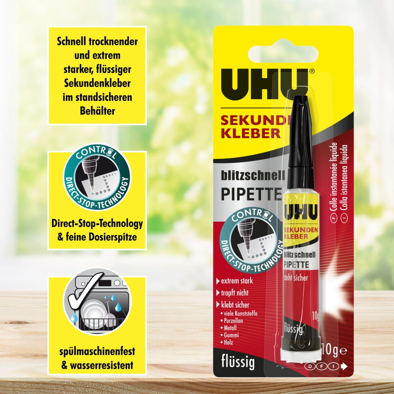 UHU Bastelkleber UHU Sekundenkleber blitzschnell Pipette Control 10