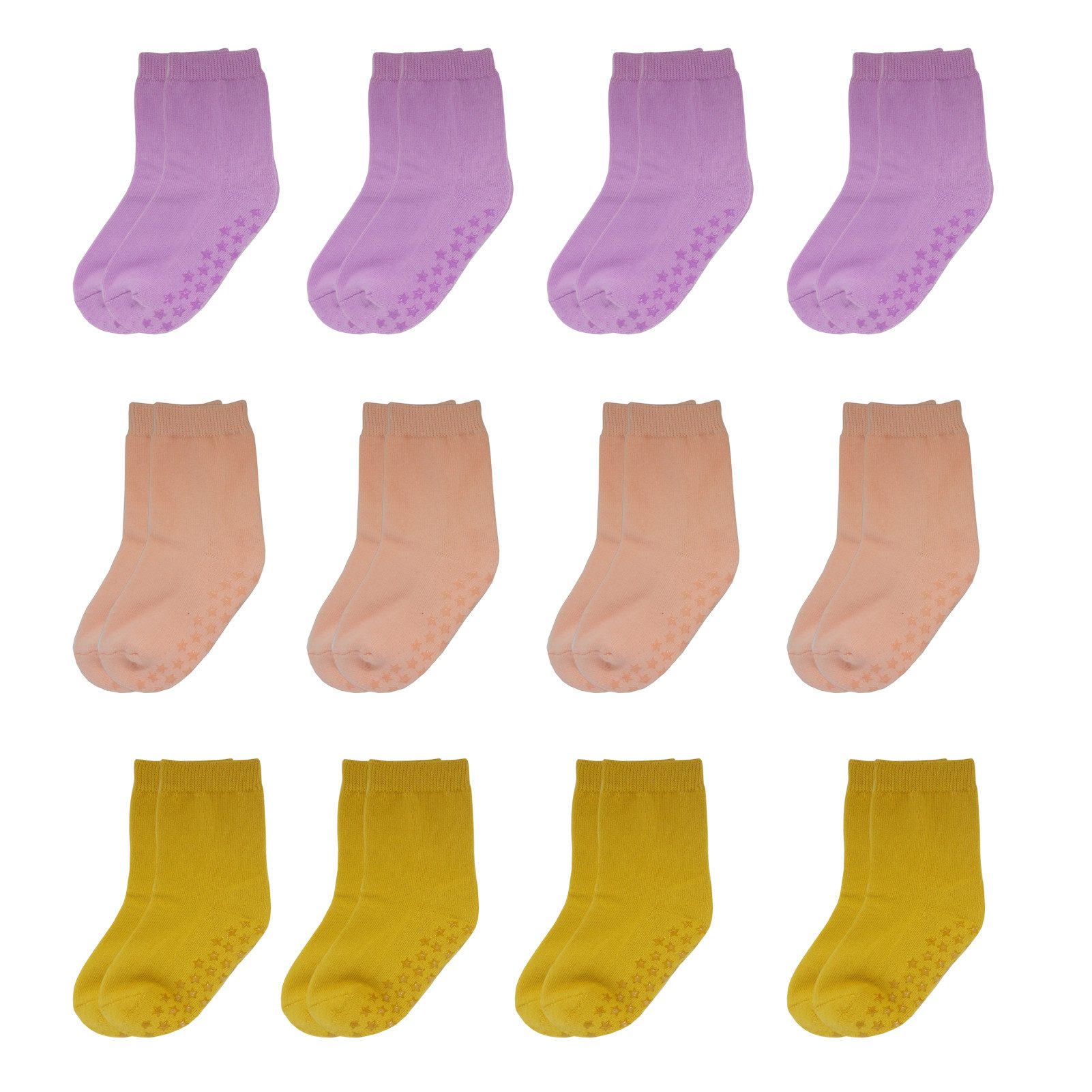Socken 12er-Set Antirutschsocken Halbplüsch, weich & atmungsaktiv