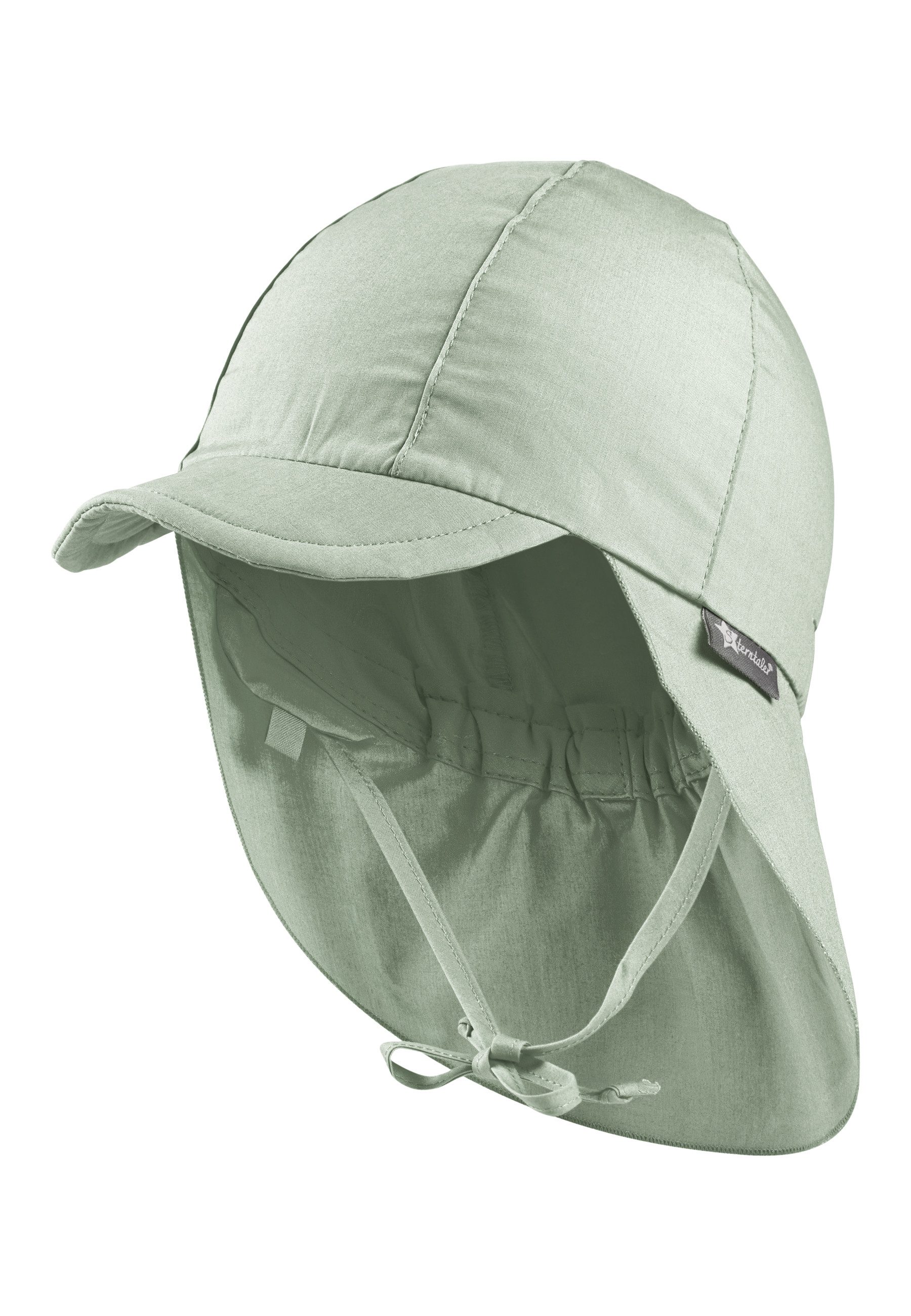 Sterntaler® Schirmmütze 50+ Schirmmütze mit Nackenschutz uni (1-St) Kinderhut aus UV-Popeline mit Bindeband und UV-Schutz 50+