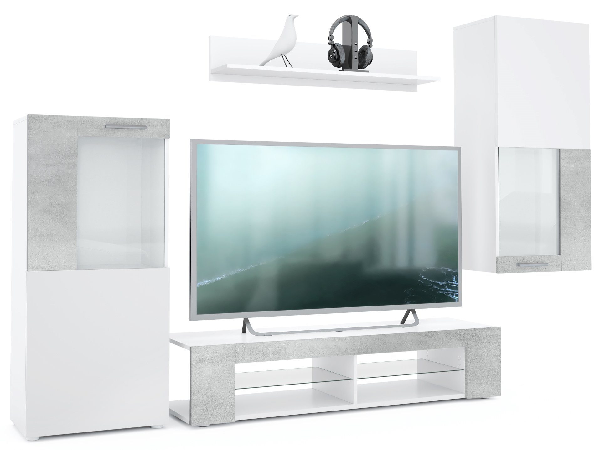 Vladon Wohnwand Movie, (Anbauwand, bestehend aus 1 TV-Board, 2 Vitrinen und günstig online kaufen