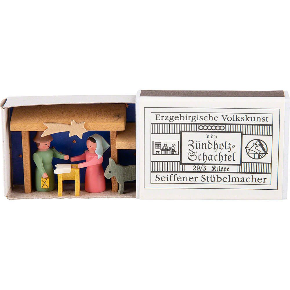 Stübelmacher Gunter Flath Dekofigur Zündholzschachtel Krippe (3,8cm) von Seiffener Stübelmacher