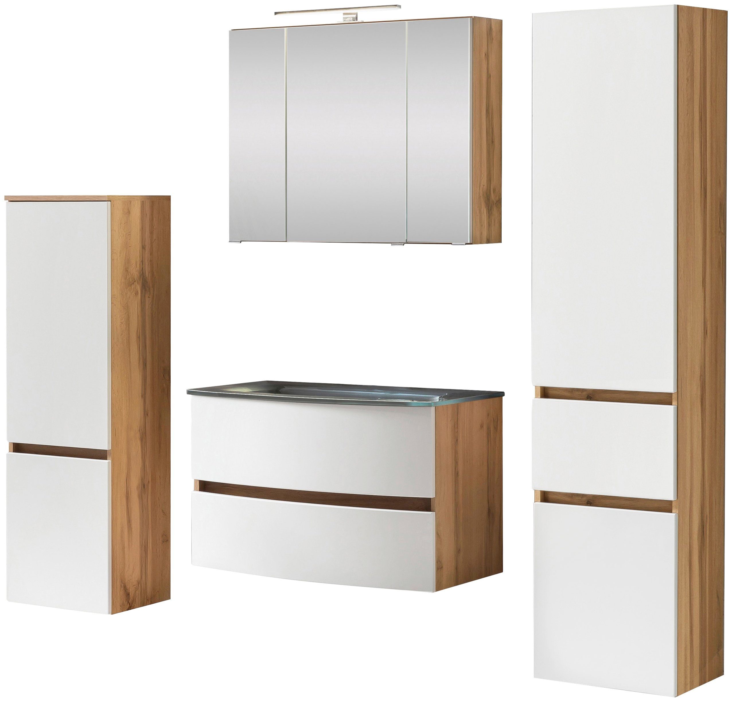 welltime Badezimmer-Set "Kaunas" Set, 4 Stk. tlg. Waschtisch-Set (Breite 80 günstig online kaufen
