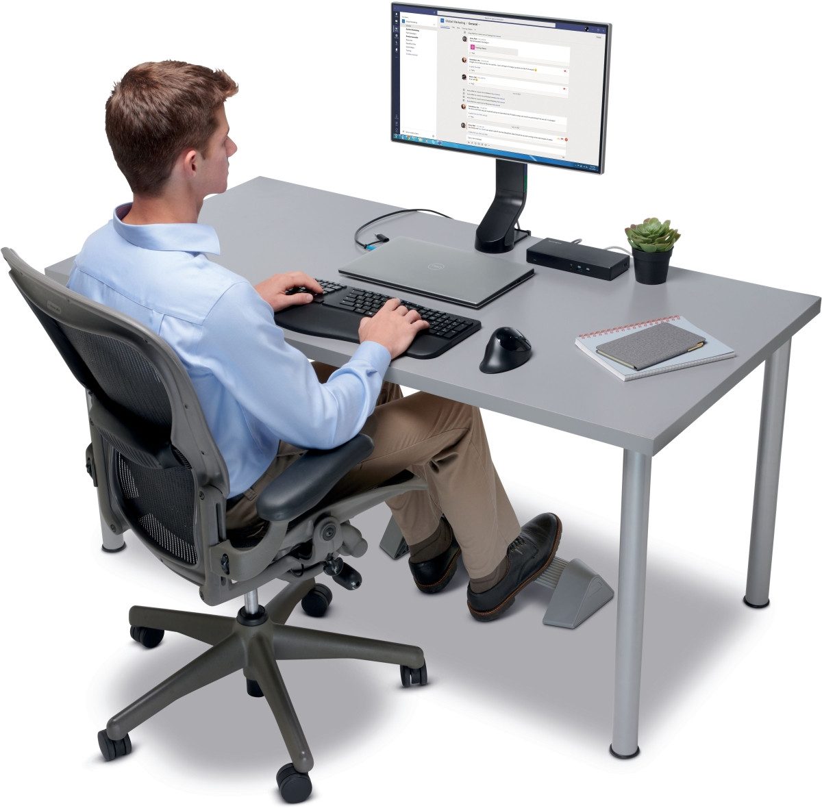 KENSINGTON Fußstütze Fußstütze ergonomisch verstellbar grau