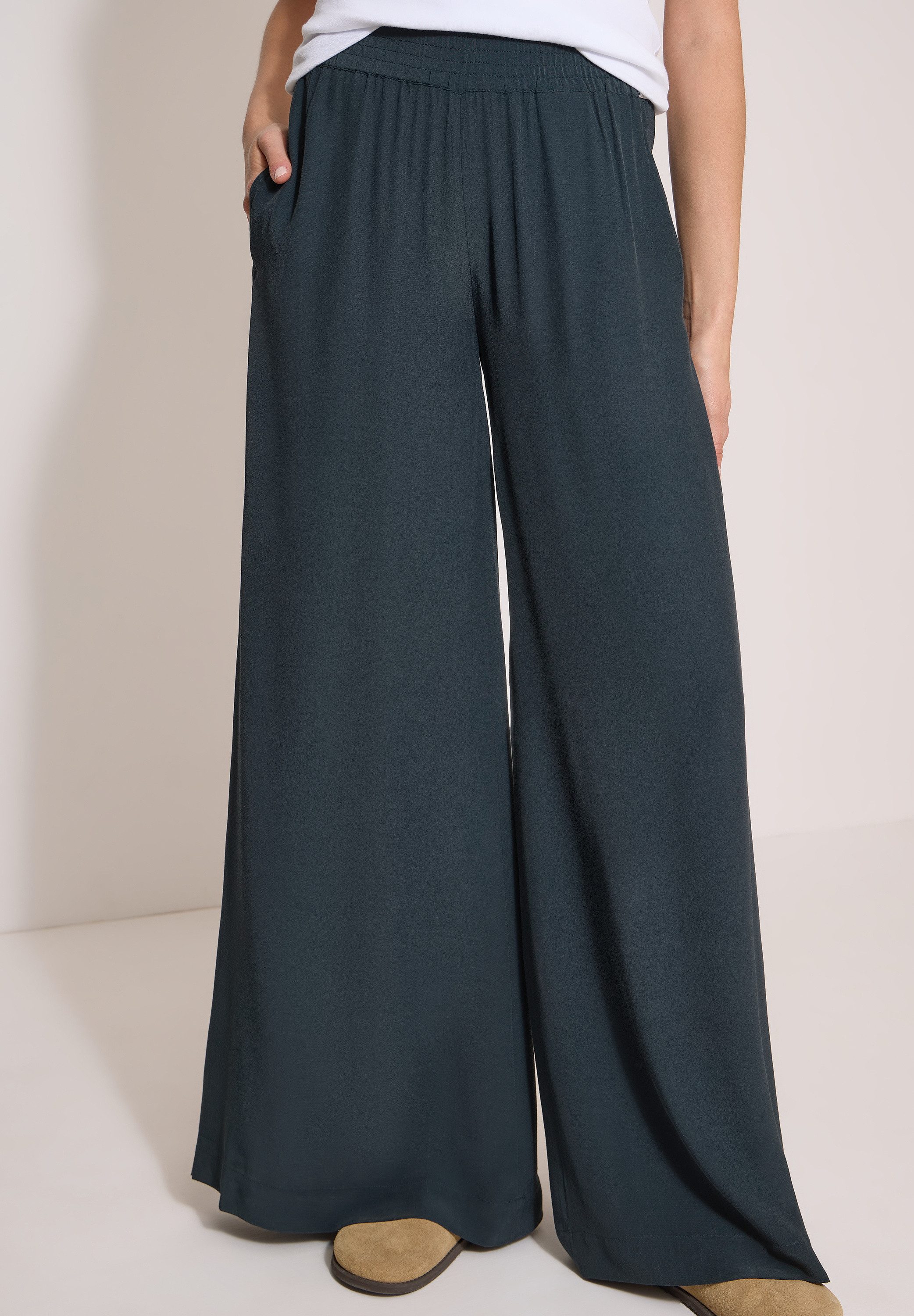 CECIL Stoffhose Loose Fit, Viskose, feine Struktur