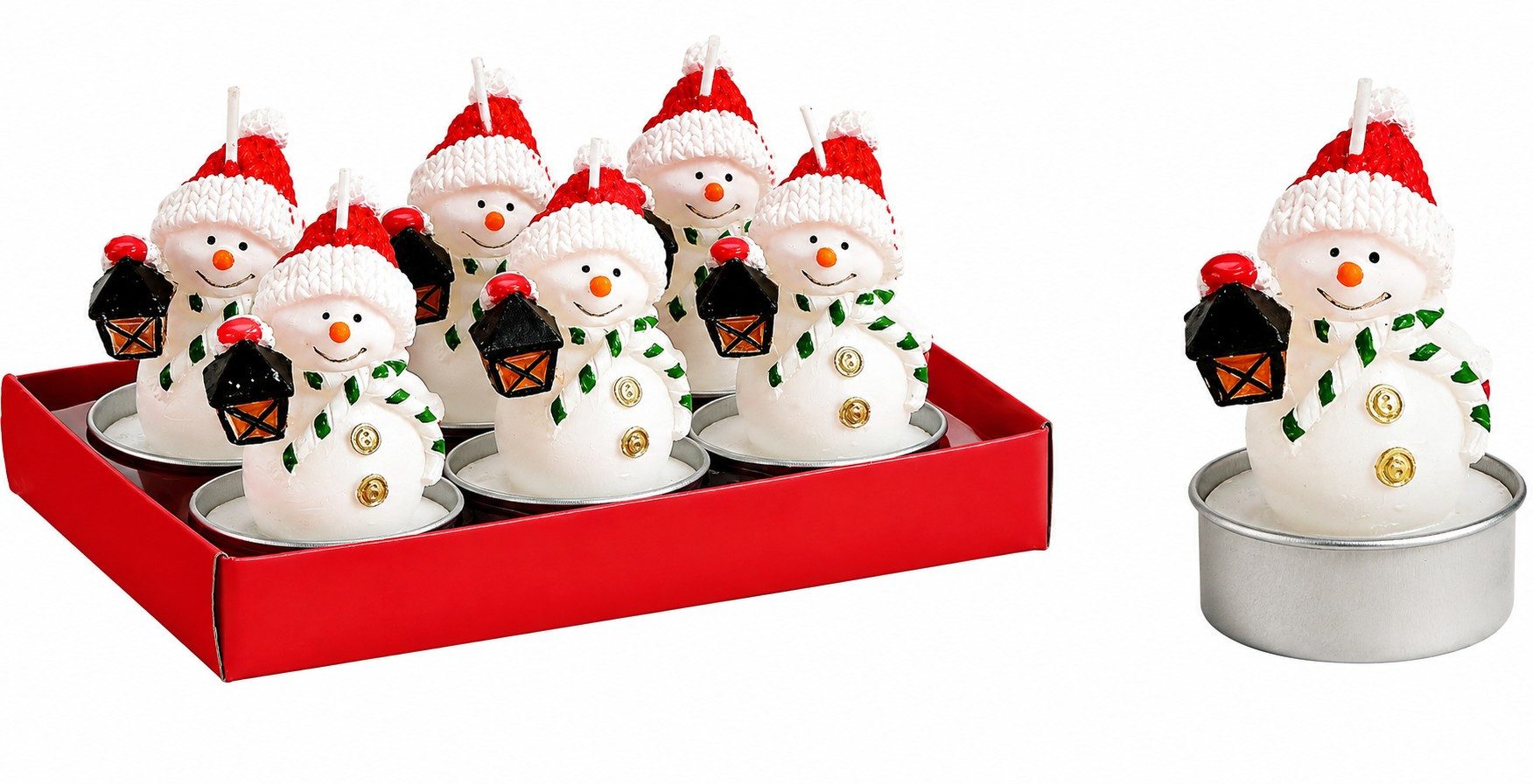 Wurm Teelicht Motiv-Teelichter 6er Set Wachs Weihnachten Schneemann oder Nikolaus