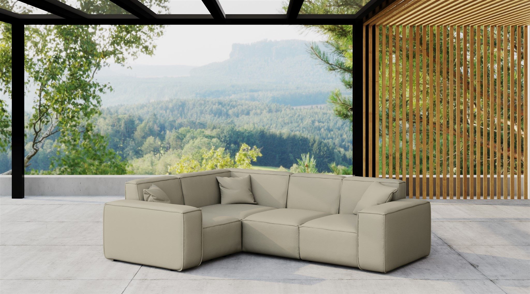 Fun Möbel Loungesofa Gartenmöbel Garten Ecksofa SUMMER, Kurzer Schenkel rechts oder links wählbar, Pflegeleichter und wetterfester Bezug
