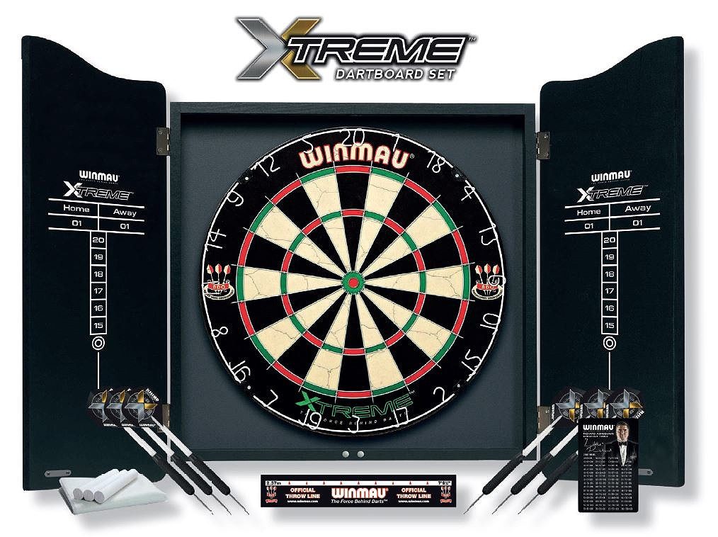 Winmau Dartscheibe Dartboard Set „XTREME“ inklusive Cabinet