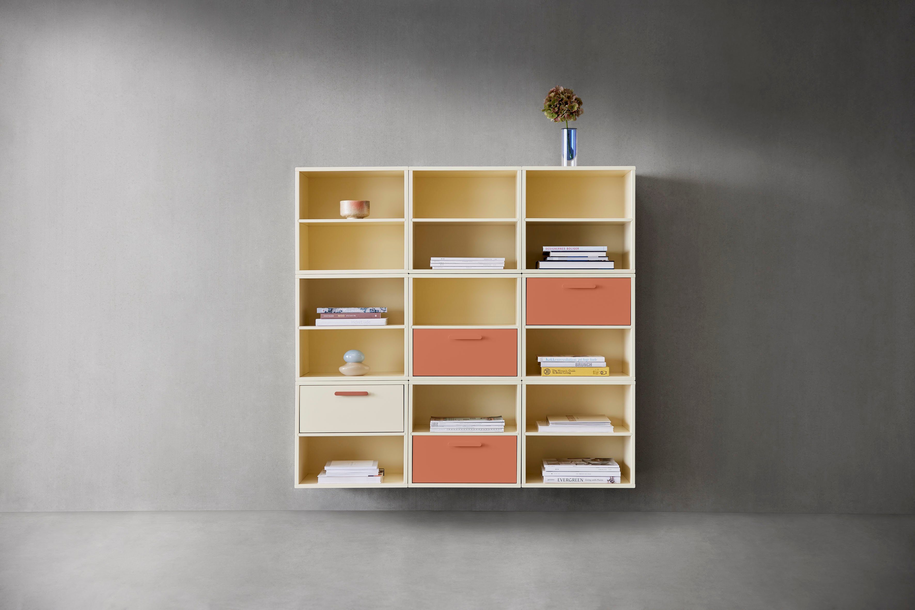 Furniture Modulen, mit Hammel, unterschiedl.farbenen by aus Keep Hammel Bücherregal 136,2 cm 9 4 Schubladen, Breite