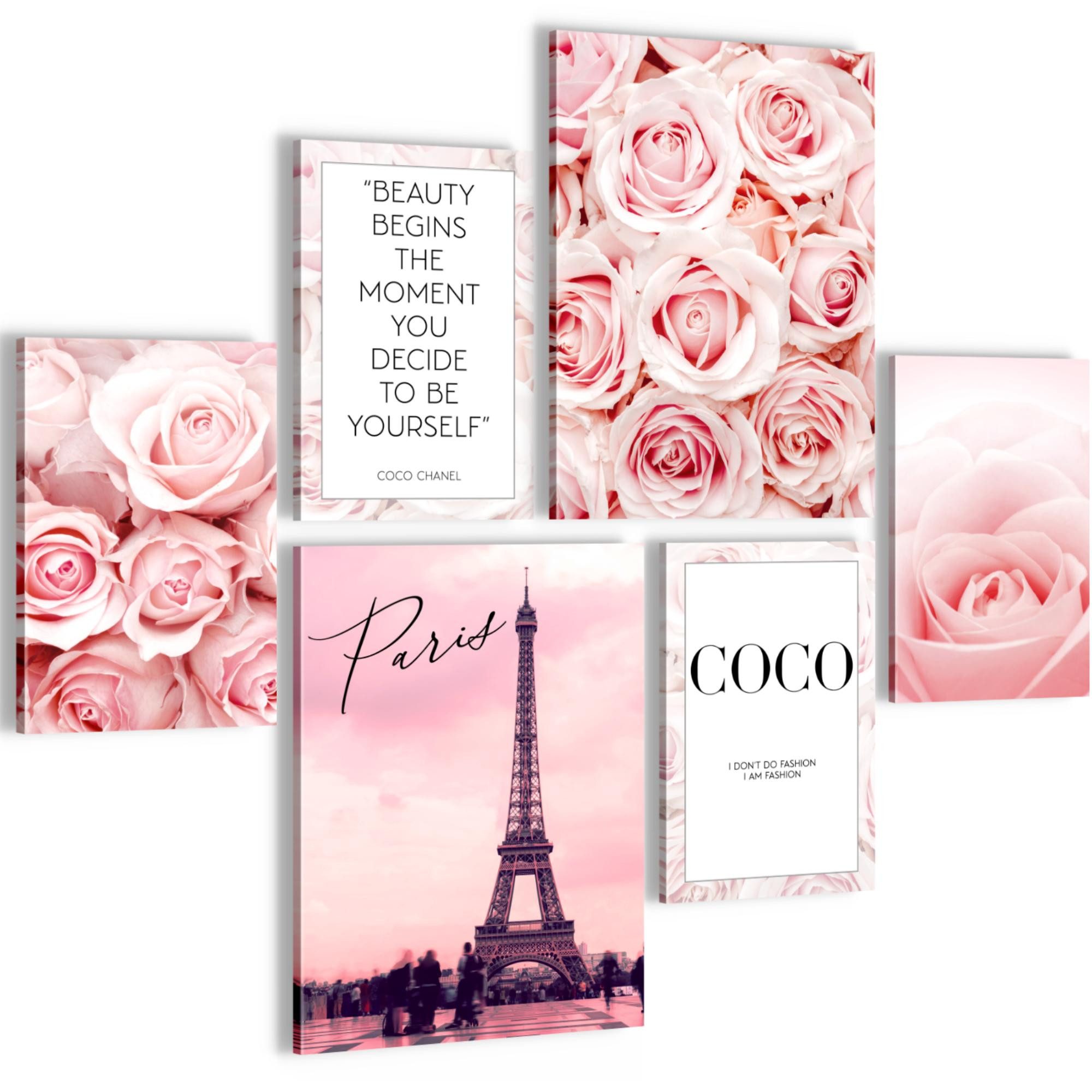 Novart Wandbild Fashion Coco Rosa AUFHÄNGFERTIG Modern Deko Mädchenzimmer Teenager, 102L x 84B cm