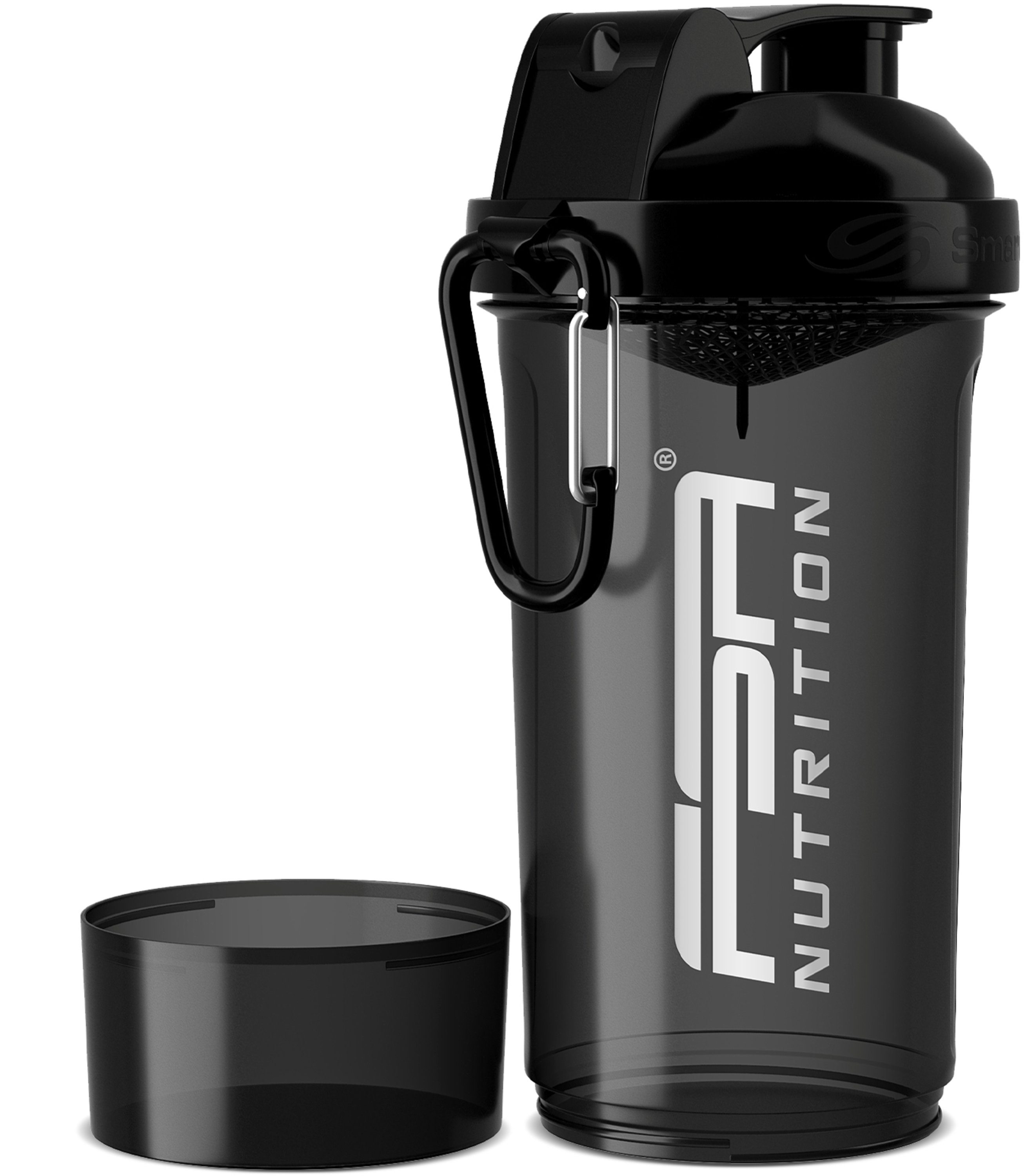 FSA NUTRITION Trinkflasche mit Pulverfach - Shaker für Fitness, Bodybuilding & Muskelaufbau, Shaker mit Pulverfach, Skala und Mischsieb - für Krafttraining