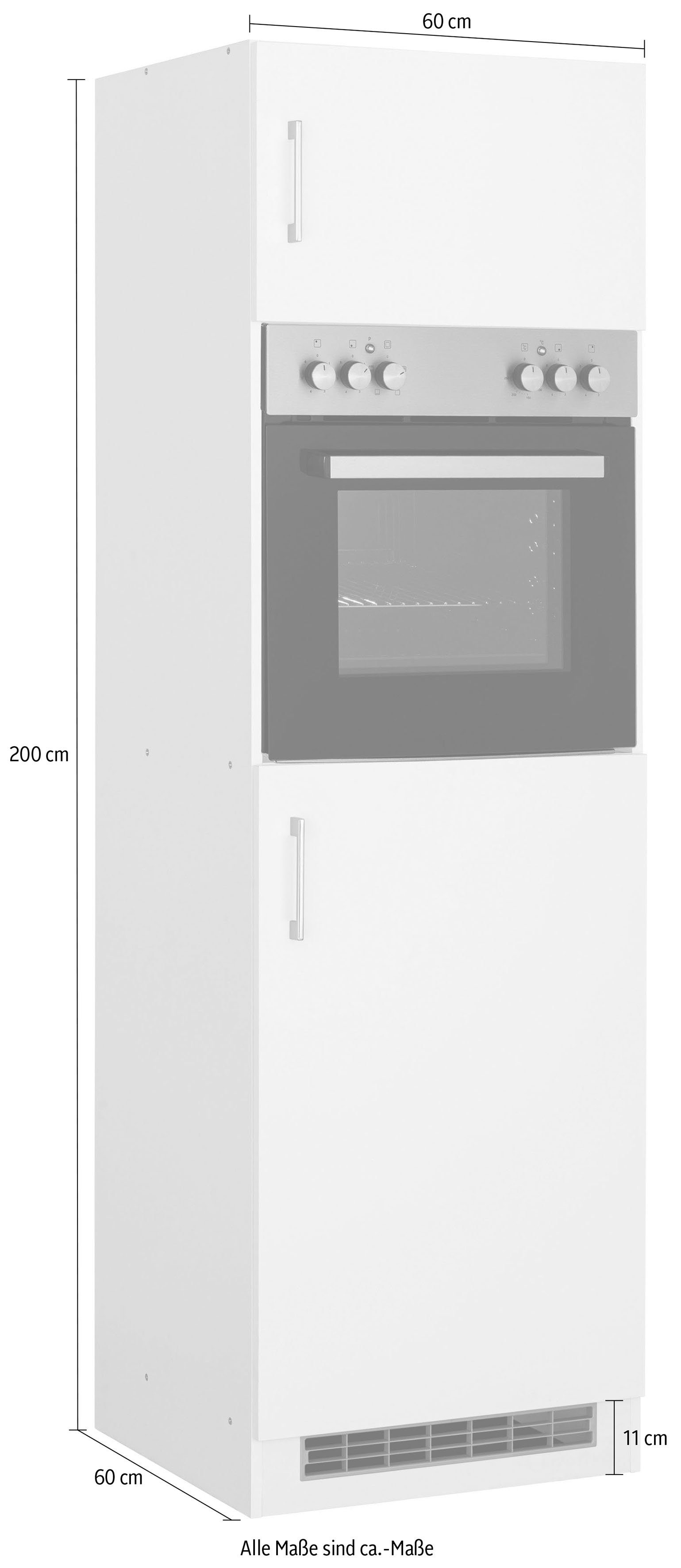 HELD MÖBEL Backofen/Kühlumbauschrank cm Paris 60 weiß/weiß Breite