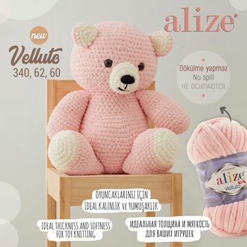 Alize 5 x ALIZE Velluto 378 Orchid Häkelwolle, 68 m, Chenillegarn,Kuschelweich für Babydecken, Amigurumi,Samtwolle