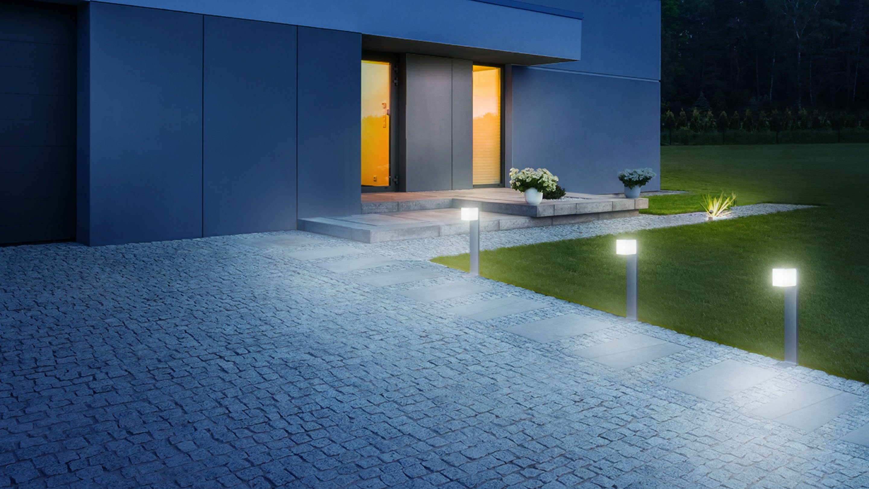 steinel LED Außen-Stehlampe GL 80, Bewegungsmelder, Bluetooth, Leuchtdauer einstellbar, Nachtlichtfunktion, Smart Home, Softlichtstart, Tageslichtsensor, LED fest integriert, Warmweiß, 160° Bewegungsmelder, Smart Home,Bluetooth,Weg-Pollerleuchte