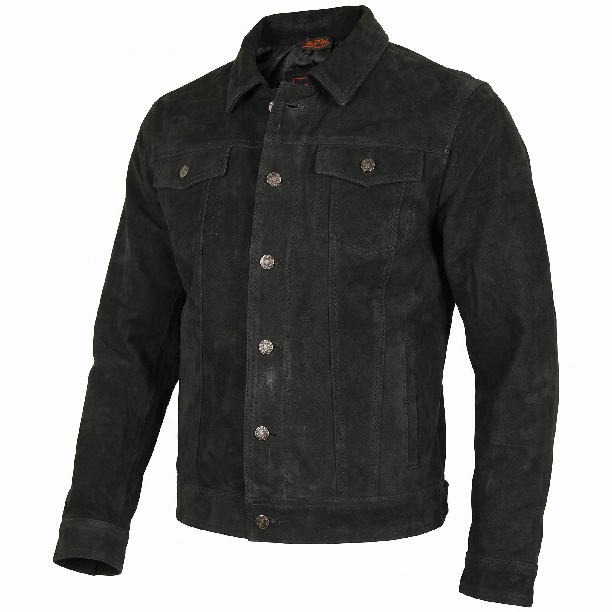 MDM Lederjacke Herren Jeans Jacke Lederjacke Nubuk Büffel Leder – Bild 2 von 5