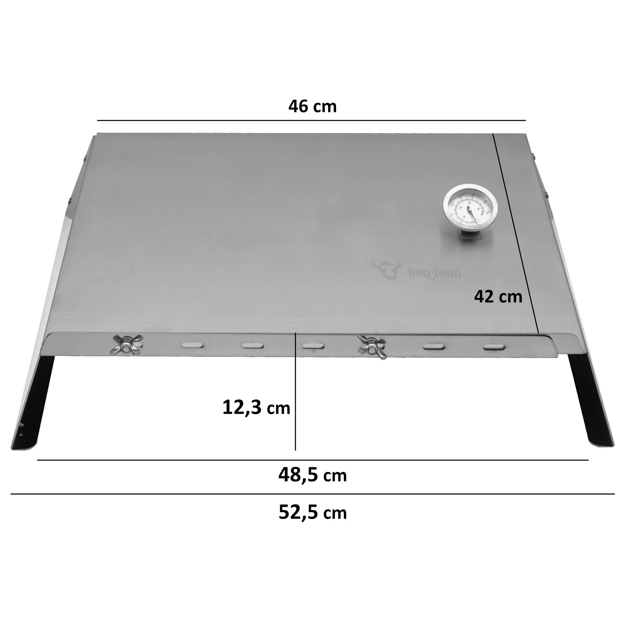 BBQ-Toro Pizzaofen-Grillaufsatz verstellbarer Edelstahl Pizzaaufsatz, 48,5 - 79 x 42 x 12,3 cm, Edelstahl