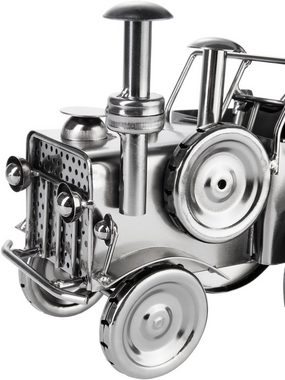 BRUBAKER Dekofigur Schraubenmännchen Traktor mit Fahrer und Hund - Trecker Schlepper (1 St), Handarbeit Metallfigur Geschenk für Bauer Landwirt