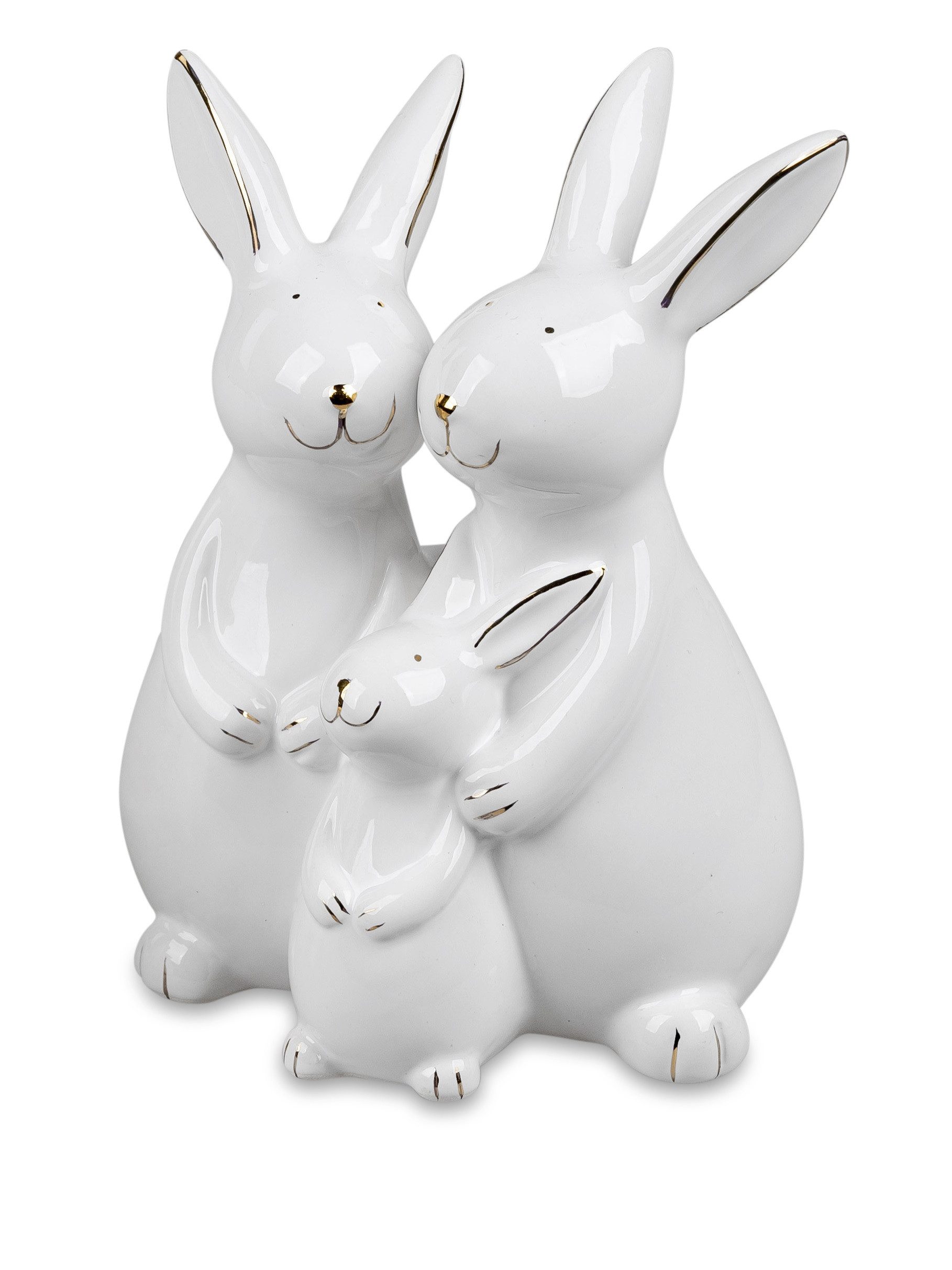 formano Osterhase Hasenfamilie Hasen Hase Ostern weiss-gold Steingut Auswahl