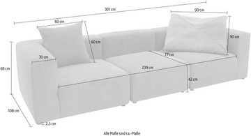 RAUM.ID Big-Sofa Gerrid, Cord-Bezug, bestehend aus Modulen: 2 Eck- und ein Mittelelement